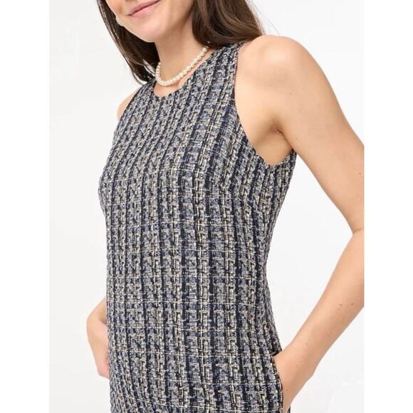 J. Crew Tweed Sheath Mini Dress Sleeveless Women's 4 Blue Career Corporate Chic - Picture 3 of 9